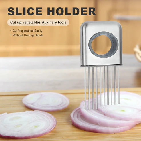 Stainless Steel Onion & Tomato Holder Slicer - Kitchen Cutting Tool