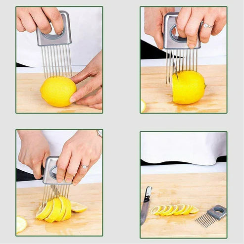 Stainless Steel Onion & Tomato Holder Slicer - Kitchen Cutting Tool