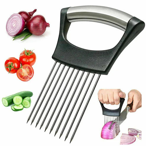 Stainless Steel Onion & Tomato Holder Slicer - Kitchen Cutting Tool